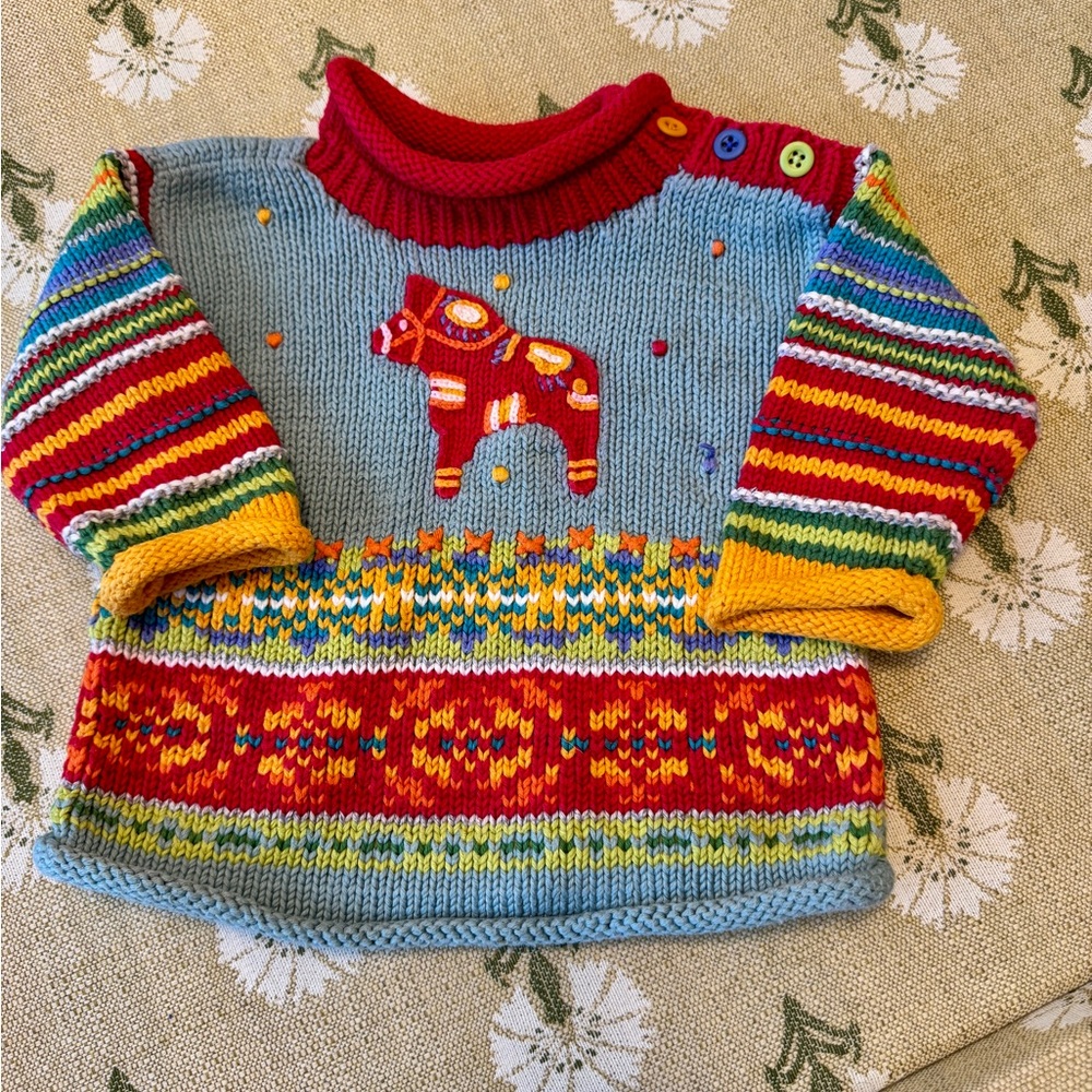 Hanna Andersson Striped Horse Sweater